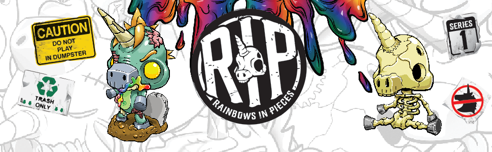R.I.P. Rainbows In Pieces Gnarly Unicorn - Undead Ned Collectible Vinyl Figure With Trading Card