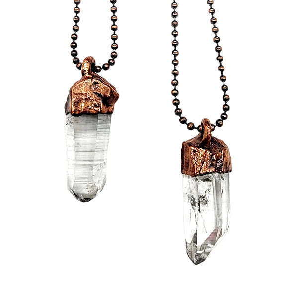 Clear Quartz Crystal Point Necklace / Ball Chain