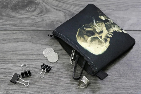 Skeleton with cigarette - twill coin case - vincent van gogh