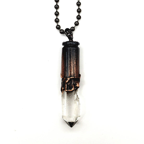 Crystal Point Bullet Casing Necklace