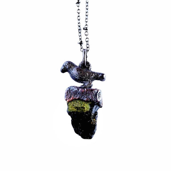 Green Tourmaline Raven Necklace