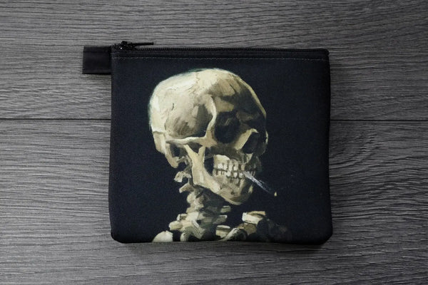 Skeleton with cigarette - twill coin case - vincent van gogh