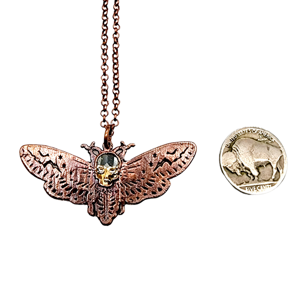 Death's Head Hawkmoth Necklace - Golden Shadow Skull