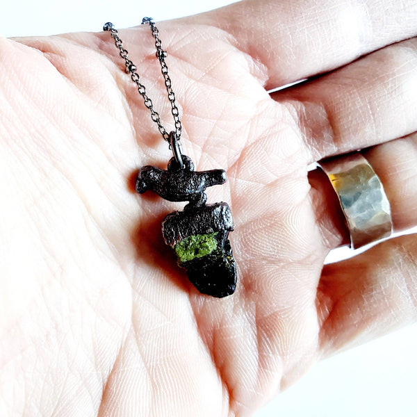 Green Tourmaline Raven Necklace