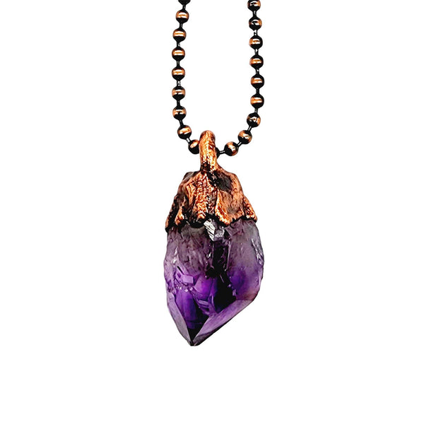 Amethyst Crystal Point Necklace / Ball Chain