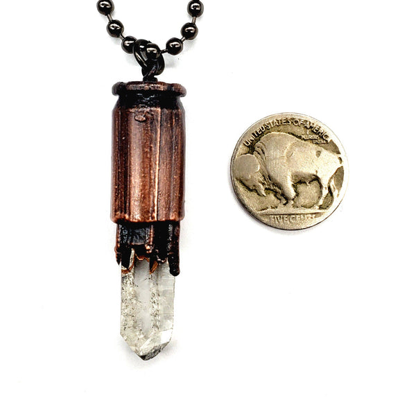 Crystal Point Bullet Casing Necklace