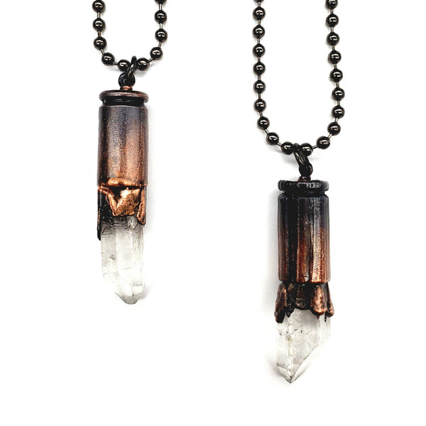 Crystal Point Bullet Casing Necklace