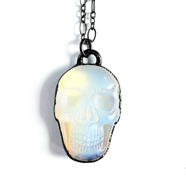 Opalite Carved Skull Necklace