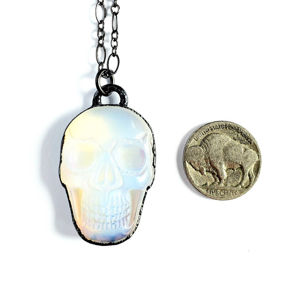 Opalite Carved Skull Necklace