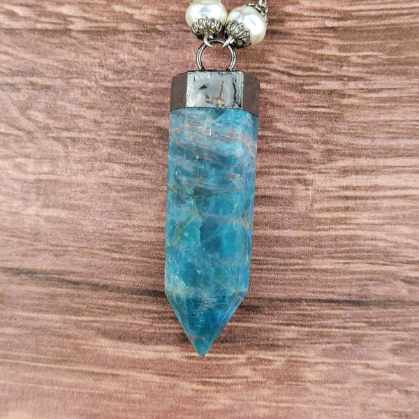 Soldered Blue Apatite Spike Pendant Necklace