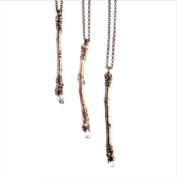 Sticks & Stones - Clear Quartz Crystal Wand Necklace