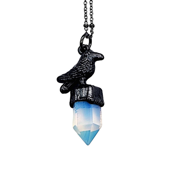 Crystal Crow Necklace - Opalite