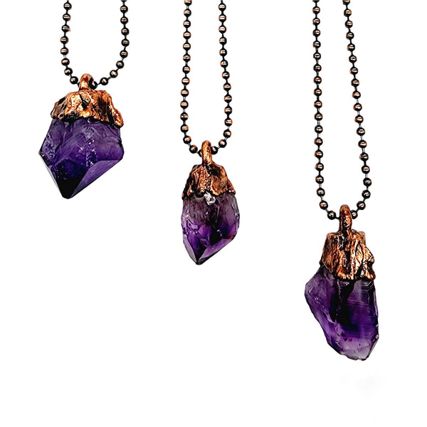 Amethyst Crystal Point Necklace / Ball Chain