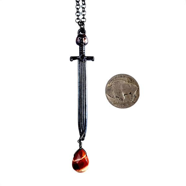 Doubled Edged Sword Necklace - Gunmetal