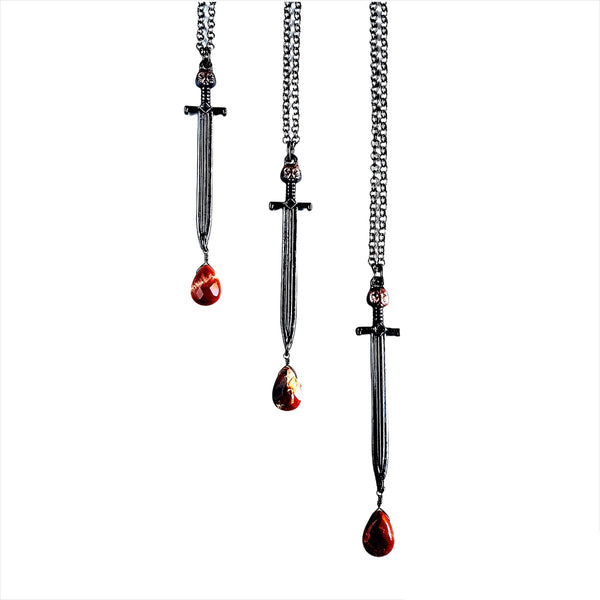 Doubled Edged Sword Necklace - Gunmetal