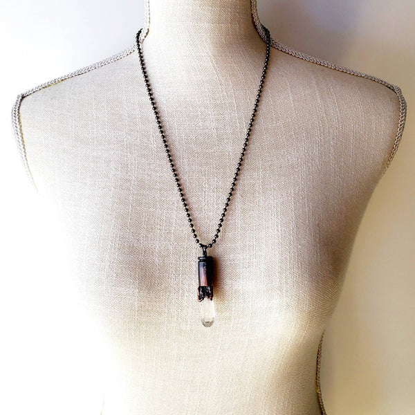 Crystal Point Bullet Casing Necklace