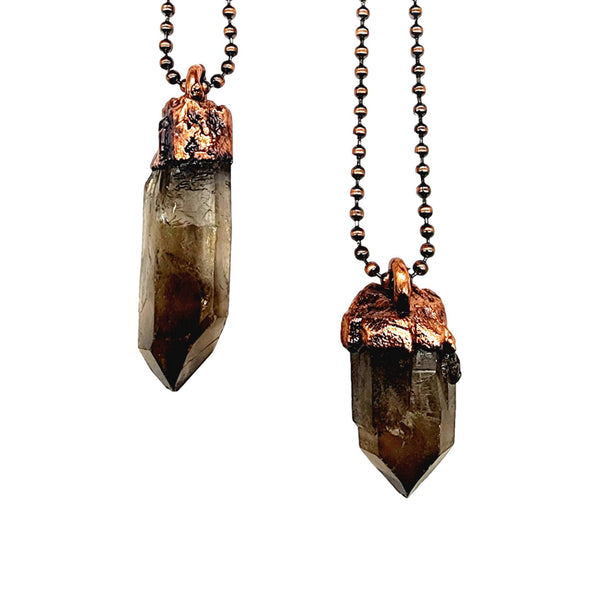 Smoky Quartz Crystal Point Necklace / Ball Chain