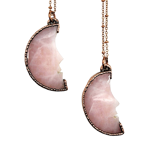 Rose Quartz Man in the Moon Necklace