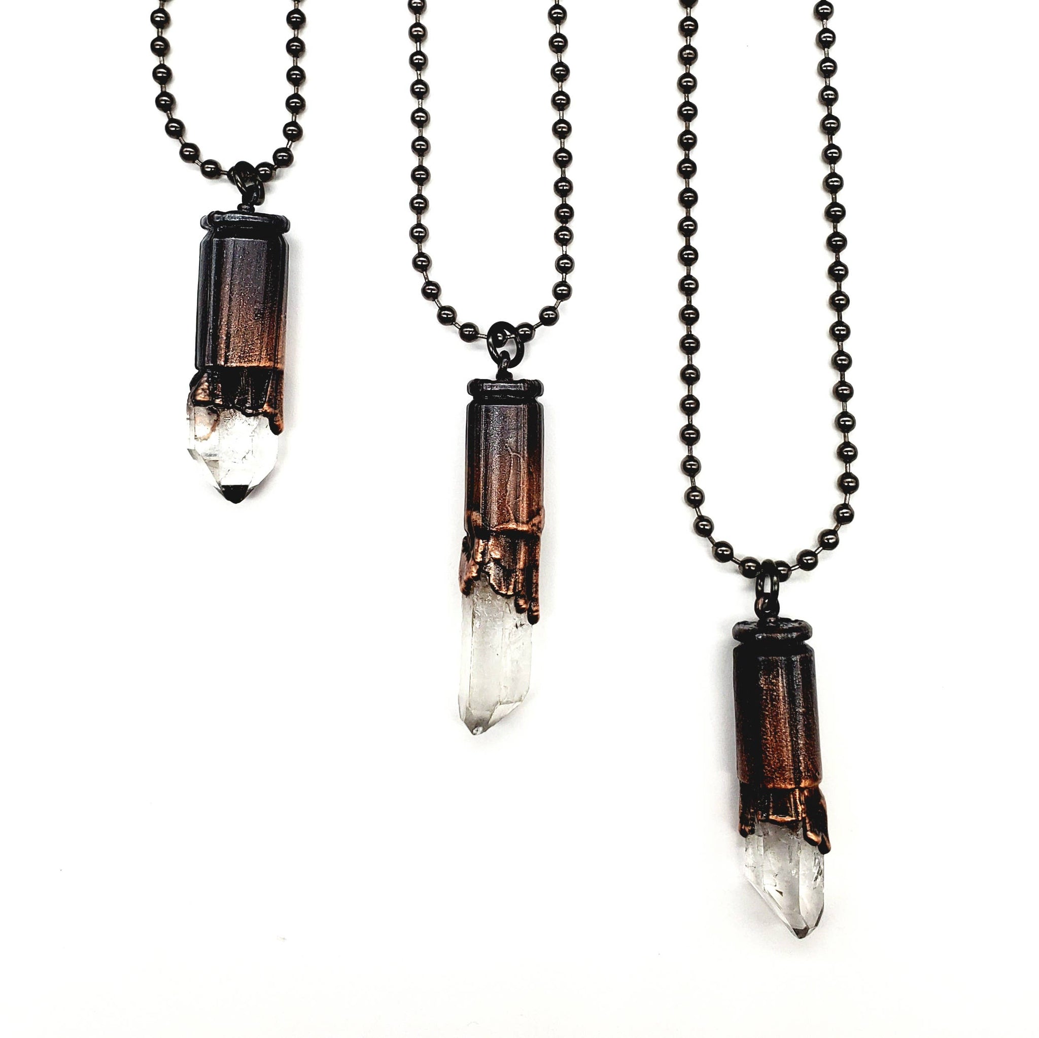 Crystal Point Bullet Casing Necklace