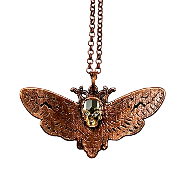 Death's Head Hawkmoth Necklace - Golden Shadow Skull