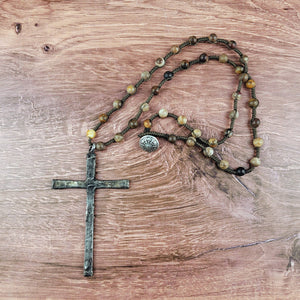 Soldered Cross Pendant Beaded Necklace