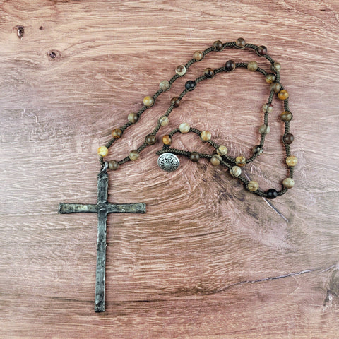 Soldered Cross Pendant Beaded Necklace