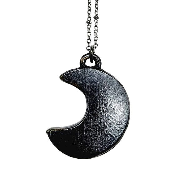 Rosy Halo Crescent Moon Necklace