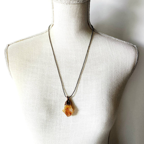 Citrine Point Birthstone Necklace / Ball Chain