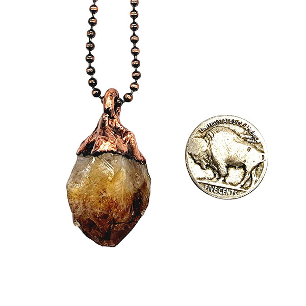 Citrine Point Birthstone Necklace / Ball Chain