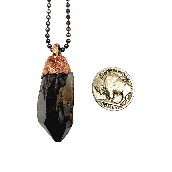 Smoky Quartz Crystal Point Necklace / Ball Chain