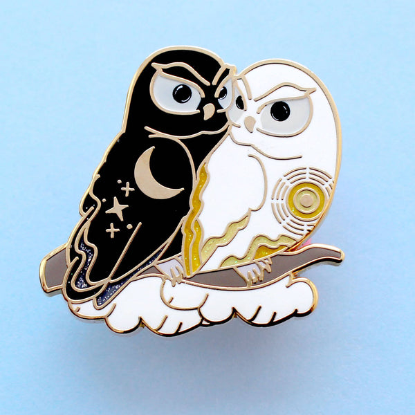 Day & Night Owls Enamel Pin