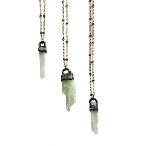 Aquamarine Birthstone Necklace - Gunmetal