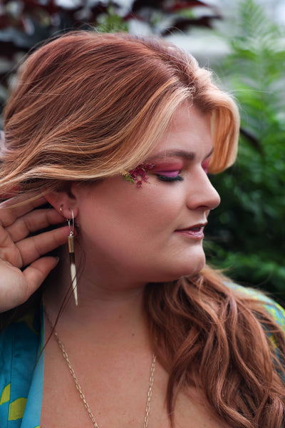 Yellowstone Porcupine Quill & Brass Casing Earrings-Dark