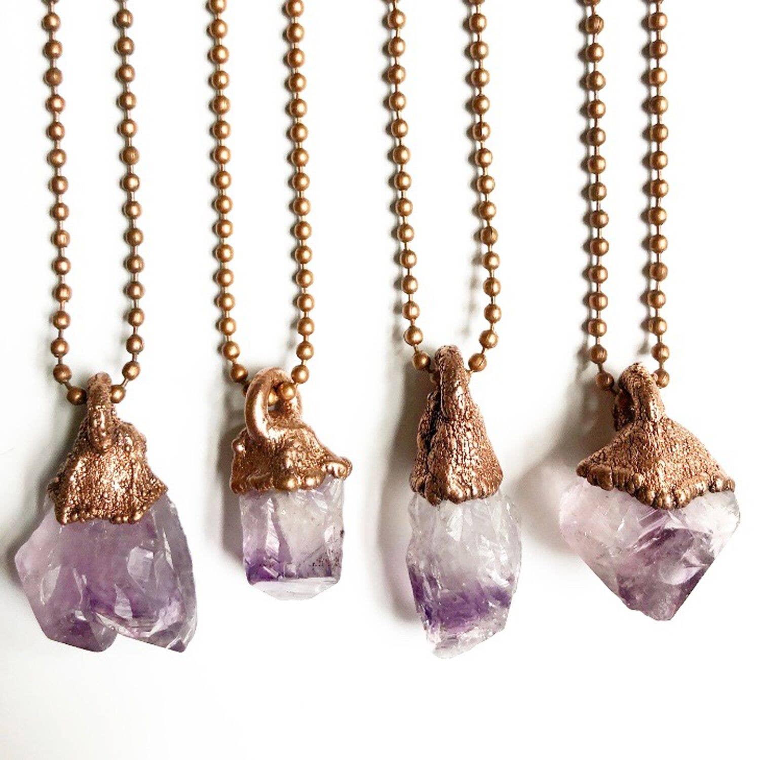 Amethyst Crystal Point Necklace / Ball Chain