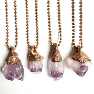 Amethyst Crystal Point Necklace / Ball Chain