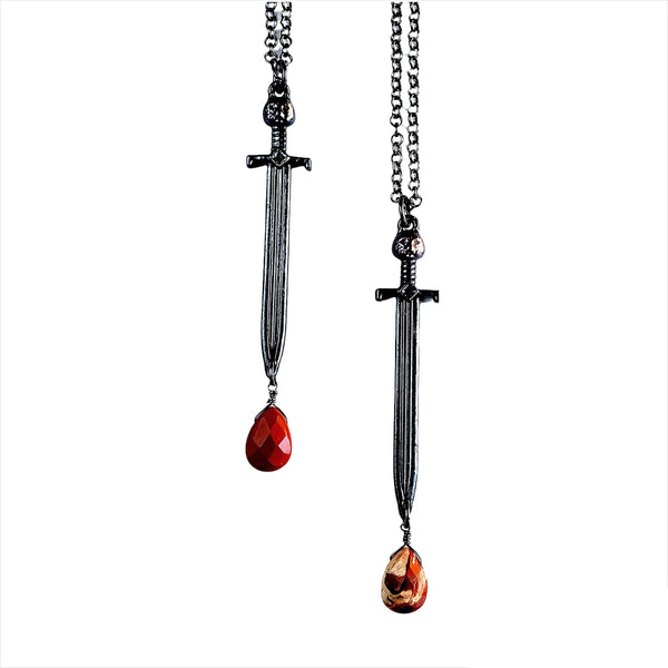 Doubled Edged Sword Necklace - Gunmetal