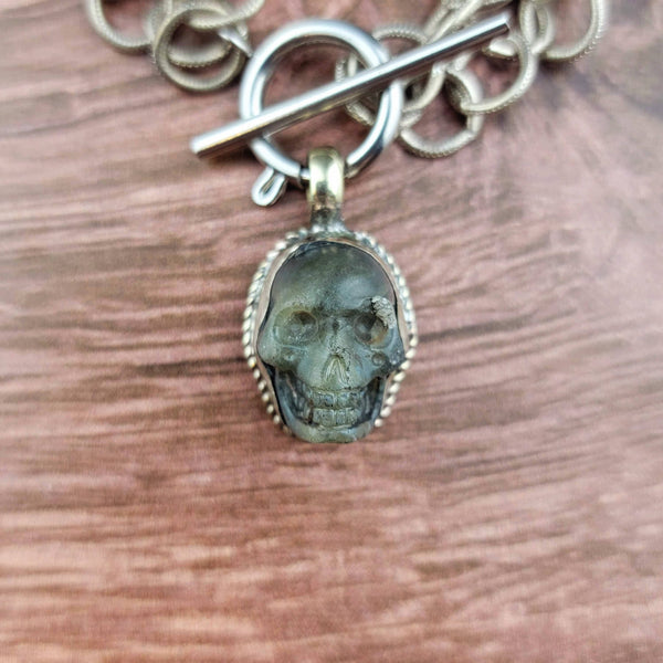 Tibetan Labradorite Skull Bracelet