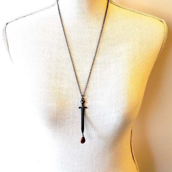 Doubled Edged Sword Necklace - Gunmetal