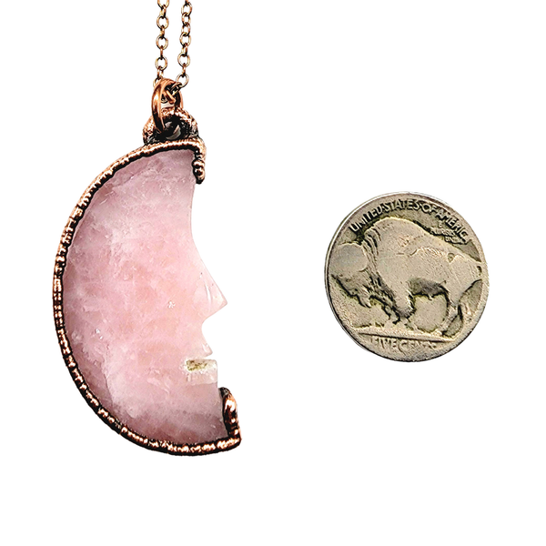 Rose Quartz Man in the Moon Necklace