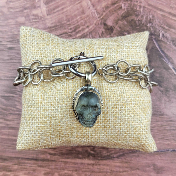 Tibetan Labradorite Skull Bracelet