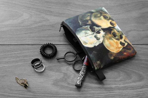 Pyramid of skulls - lined twill coin purse - paul cézanne