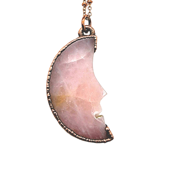 Rose Quartz Man in the Moon Necklace