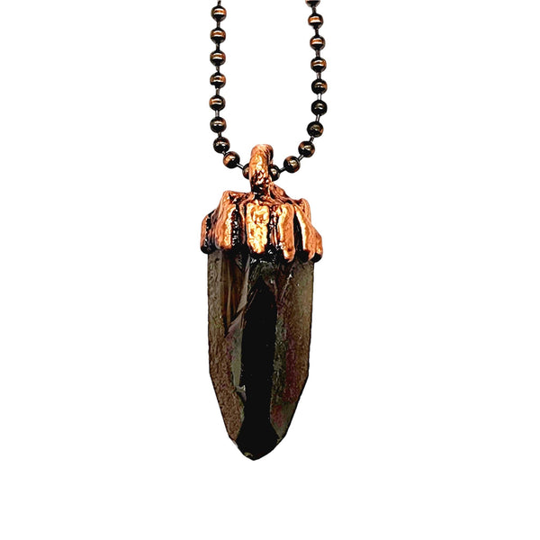 Smoky Quartz Crystal Point Necklace / Ball Chain