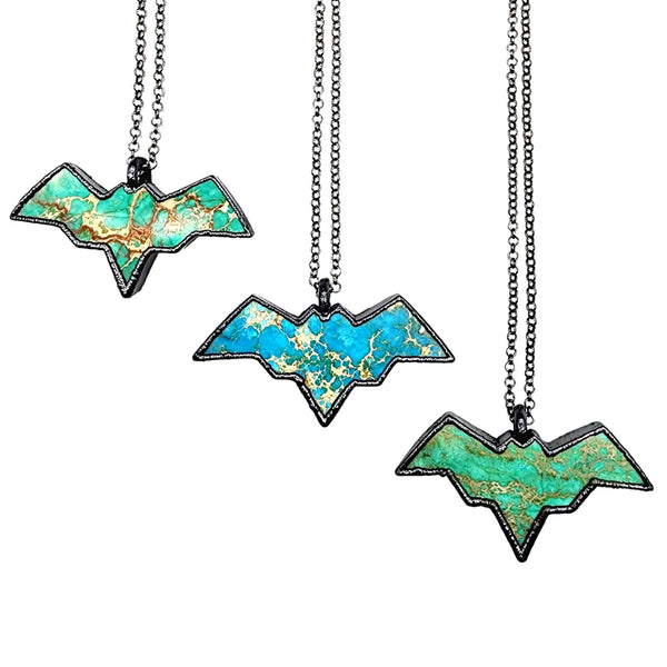 Sea Sediment Imperial Jasper Bat Necklace