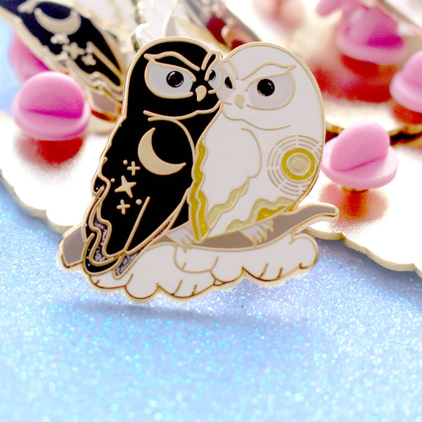 Day & Night Owls Enamel Pin