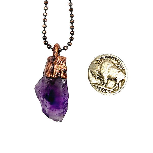 Amethyst Crystal Point Necklace / Ball Chain