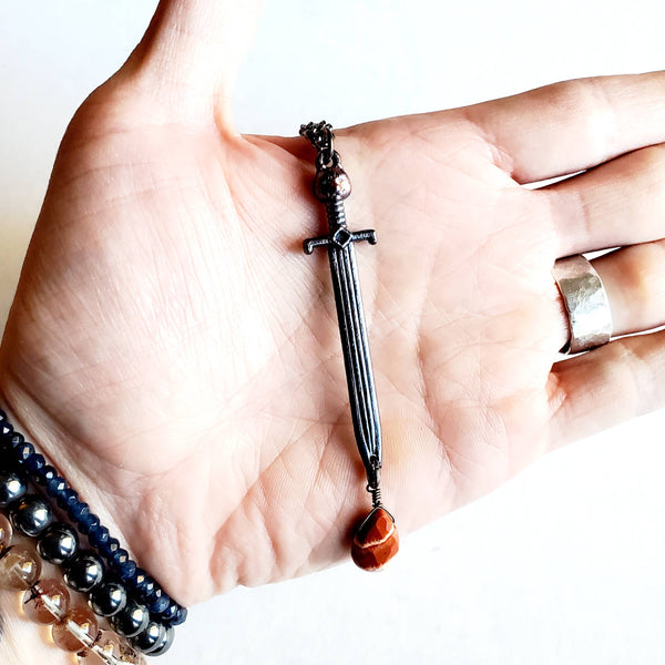 Doubled Edged Sword Necklace - Gunmetal