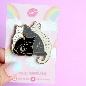 Cat pile enamel pin