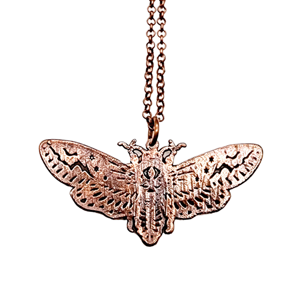 Death's Head Hawkmoth Necklace - Golden Shadow Skull