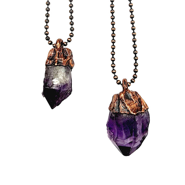 Amethyst Crystal Point Necklace / Ball Chain